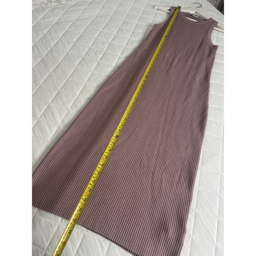 Madewell Ribbed Knit Maxi Dress Mauve Minimalist Quiet Luxury Sleeveless Bodycon - Picture 6 of 7